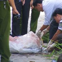 Xác người bị chặt khúc, rỉ máu trong bao