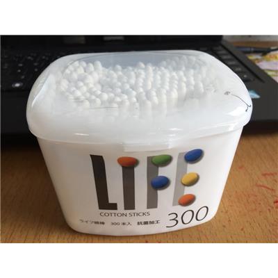 Hộp 300 Tăm Bông An Toàn LIFE Nhật Bản Thân Giấy, Kháng Khuẩn