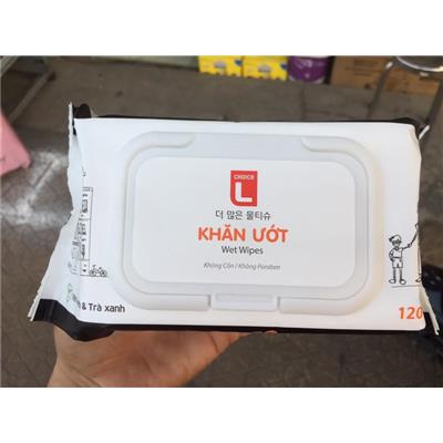 Khăn Ướt Choice L Yến Mạch & Trà Xanh 120 Miếng - Date: 2027 (Nhãn hàng riêng của Lotte Hàn Quốc)