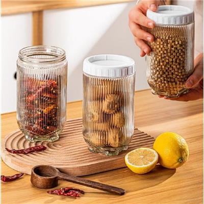 Hũ Thủy Tinh Vân Sọc Đa Năng 900ml NẮP TRẮNG