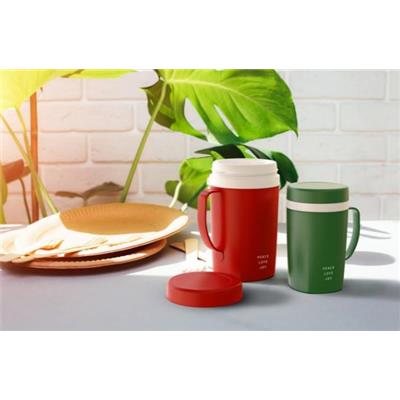 Ca Cách Nhiệt 1000ml Plus DUY TÂN Mẫu Mới, Nắp Vặn Kín, Không Rỉ Nước NESCAFE MÀU ĐỎ