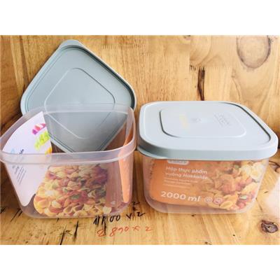 Hộp Nhựa Đựng Thực Phẩm Hokkaido Inochi VUÔNG 2000ml