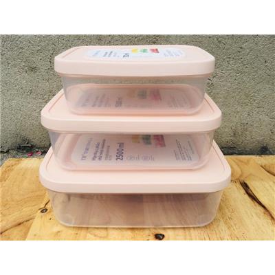TH: Bộ 3 Hộp Thực Phẩm Chữ Nhật SIZE LỚN 2500ml, 1500ml, 750ml HOKKAIDO INOCHI