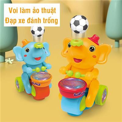 Đồ Chơi VOI LÀM XIẾC THỔI BÓNG Kết Hợp Đánh Trống Có Nhạc Đèn + 3 Pin AA