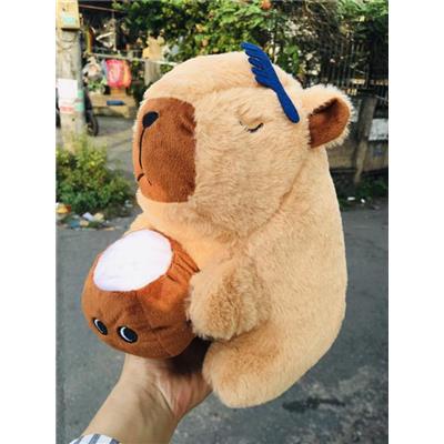 Thú Bông CapyBara "Bộ Trưởng Bộ Ngoại Giao" Ôm Trái Dừa, Cao 25cm