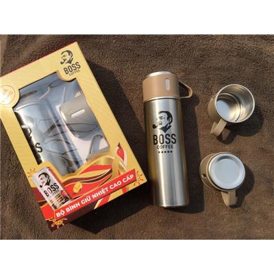 Bộ Bình Giữ Nhiệt BOSS COFFEE + 3 Ly Inox 304