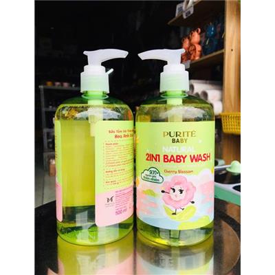 Sữa Tắm Gội Thiên Nhiên HOA ANH ĐÀO Purité BABY Natural 2in1 500ml