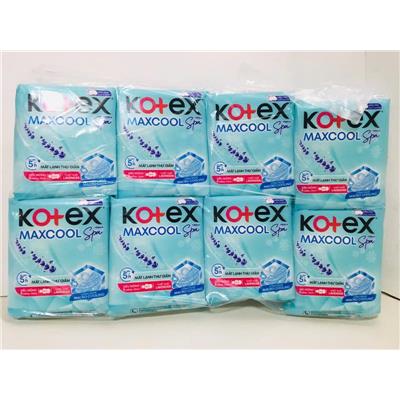 COMBO 8 GÓI Băng vệ sinh Kotex Max Cool French Spa siêu mỏng cánh 23 cm (64 miếng)