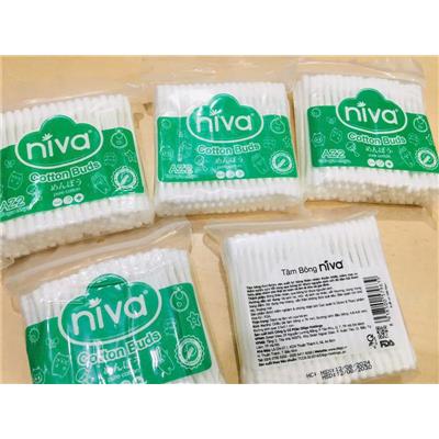 COMBO 5 TÚI Tăm Bông Niva Túi 100 Que Thân Nhựa AZ2 Đa Năng Chuyên Dùng Ngoáy Tai, Vệ Sinh, Trang Điểm