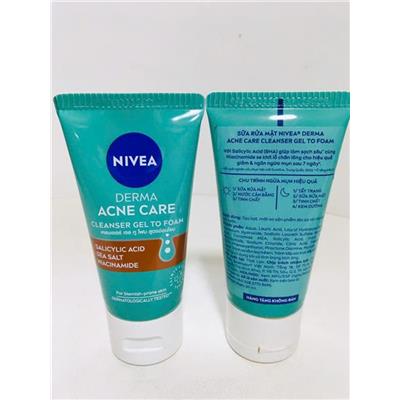 MỘT TUÝP Sữa Rửa Mặt Nivea Derma Acne Care 50ml Cho DA MỤN