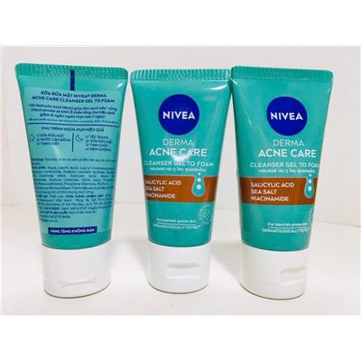 COMBO 3 TUÝP Sữa Rửa Mặt Nivea DERMA Acne Care 50ml Cho DA MỤN