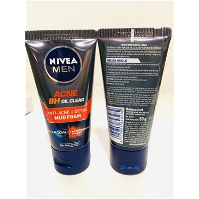 MỘT TUÝP Sữa Rửa Mặt NIVEA MEN Giúp Giảm Mụn & Hư Tổn Da 50g Anti Acne Oil Control Mud Foam