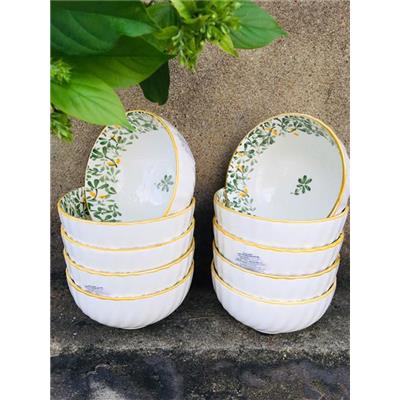 Combo 10 Chén Sứ Họa Tiết CỎ 3 LÁ May Mắn