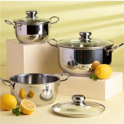 Bộ 3 Nồi Inox FIVE STAR 3 Đáy FSB3032 - NẮP KÍNH (ANLENE)