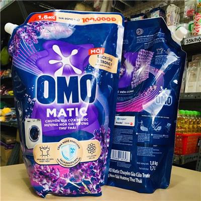 TÚI Nước Giặt Omo Matic CỬA TRƯỚC Hương Hoa Oải Hương Thư Thái 1.8 Kg