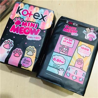 Băng Vệ Sinh Kotex MINI MEOW Siêu Mềm 24cm 8 Miếng  Bang Ve Sinh Kotex MINI MEOW Sieu Mem 24cm 8 Mieng