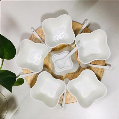 Bộ 6 CHÉN SỨ HÌNH BÔNG HOA + 6 MUỖNG SỨ Decor Siêu Xinh