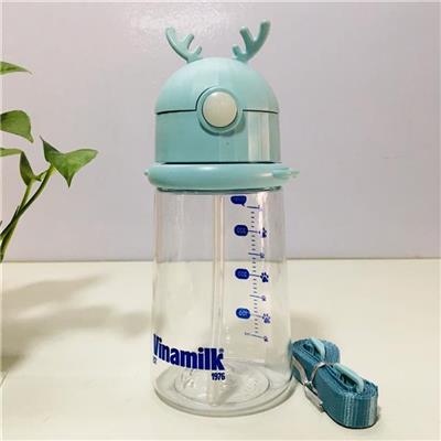 XANH: Bình Nhựa CÓ ỐNG HÚT Goki Rudy Inochi Nhựa Tritan Cho Trẻ Em 450ml