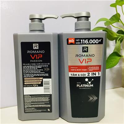 Dung Tích Lớn 830G: TẮM GỘI CHO NAM Cao Cấp Romano VIP Mùi Hương Bí Ẩn Nam Tính Passion  Dung Tich Lon 830G: TAM GOI CHO NAM Cao Cap Romano VIP Mui Huong Bi An Nam Tinh Passion