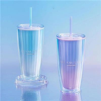 Ly Nhựa 2 lớp LocknLock Kèm Ống Hút Dream Star Double Wall Cold Cup 750ml HAP522BLU