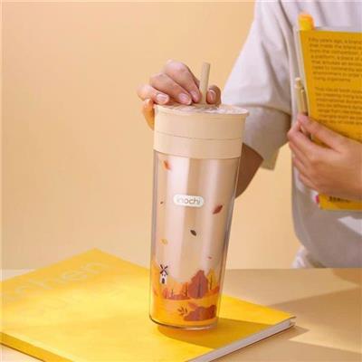 HỒNG: LY VINAMILK INOCHI Chiba Flex Nhựa 2 Lớp Size Lớn 650ml