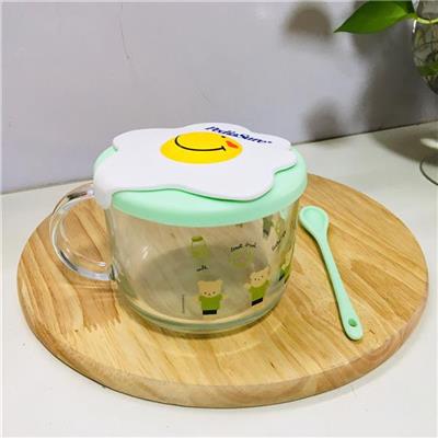 XANH: Chén Ăn Dặm Cho Bé Cao Cấp Luminarc Boy Bear 500ml Có Nắp Đậy, Kèm Muỗng