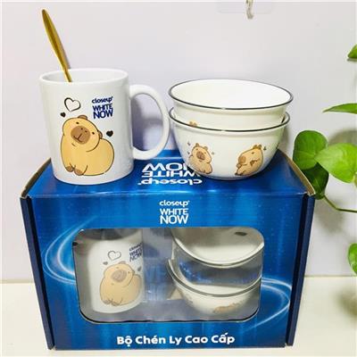 Bộ Chén Ly Muỗng Capybara Close Up