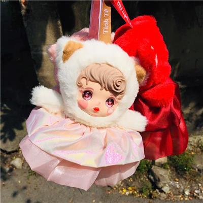 BÉ ĐIỆU SLAY Comfort Màu TRẮNG VÁY HỒNG Treo Balo, Móc Khóa, Túi Xách