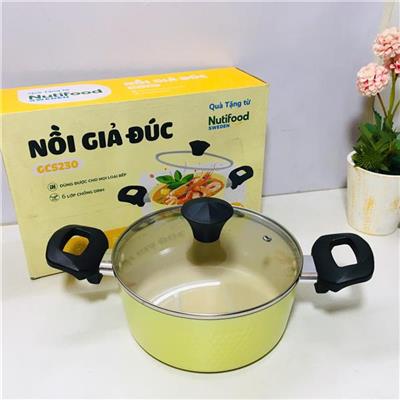Nồi Giả Đúc GREEN COOK 20cm GCS230-20IH Đáy Từ MÀU VÀNG  Noi Gia Duc GREEN COOK 20cm GCS230-20IH Day Tu MAU VANG
