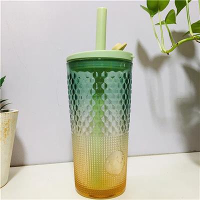 Ly Thuỷ Tinh Hai Màu Siêu To TEA PLUS 640ml Kèm Ống Hút  Ly Thuy Tinh Hai Mau Sieu To TEA PLUS 640ml Kem Ong Hut