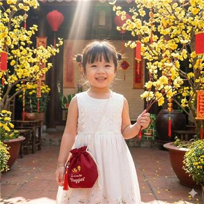 Túi Lì Xì Màu Đỏ Dây Rút Huggies