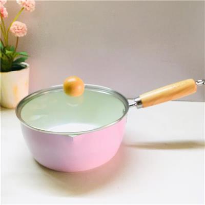 Nồi Quánh Thép Ceramic GREEN COOK 20cm GCP248-20IH Tay Cầm Gỗ, Đáy Từ - MÀU TÍM CÓ NẮP