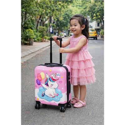 Vali Du Lịch Trẻ Em 3D Hình NGỰA MỘT SỪNG HỒNG Có Khoá Số