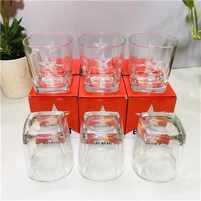 Combo 6 Ly Thủy Tinh Lùn Union Đáy Vuông 300ml (BIA VIỆT)