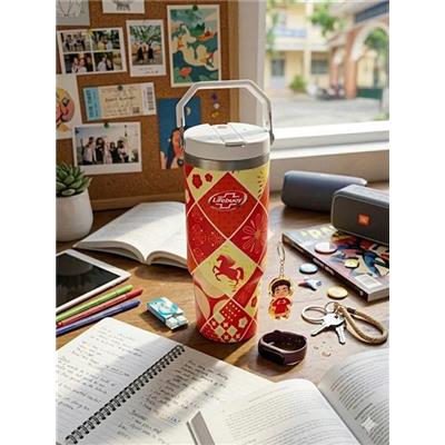 Ly Giữ Nhiệt Lifebuoy 990ml Có Quai Xách Hoạ Tiết Ngựa Màu Đỏ