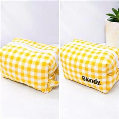 Bóp Vải Caro BLENDY Đa Năng Đựng Mĩ Phẩm, Dụng Cụ Học, Vật Dụng Cá Nhân MÀU VÀNG