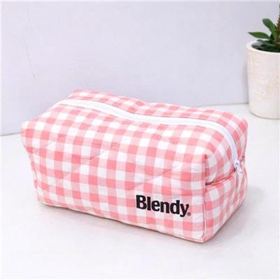 Bóp Vải Caro BLENDY Đa Năng Đựng Mĩ Phẩm, Dụng Cụ Học, Vật Dụng Cá Nhân MÀU HỒNG