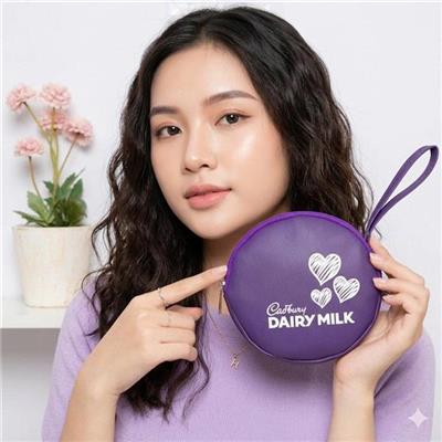 Túi Cầm Tay HÌNH TRÒN Có Dây Xách DAIRY MILK - MÀU TÍM