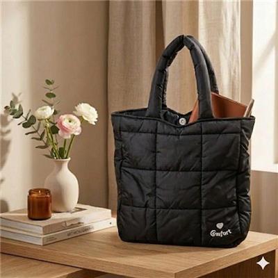 Túi Tote Chần Bông COMFORT MÀU ĐEN