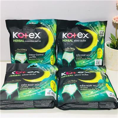 COMBO 4 GÓI: Băng Vệ Sinh Kotex DẠNG QUẦN HERBAL Kháng Khuẩn 2 Miếng Size L-XL
