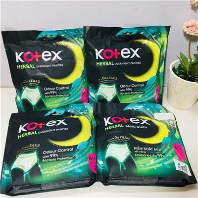 COMBO 4 GÓI: Băng Vệ Sinh Kotex DẠNG QUẦN HERBAL Kháng Khuẩn 2 Miếng Size M-L