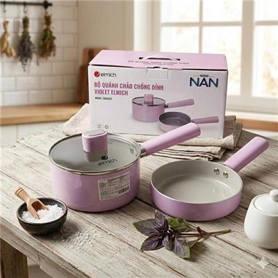 Bộ Quánh Chảo Chống Dính Ceramic Elmich EDA5221 Size 16cm MÀU TÍM  Bo Quanh Chao Chong Dinh Ceramic Elmich EDA5221 Size 16cm MAU TIM