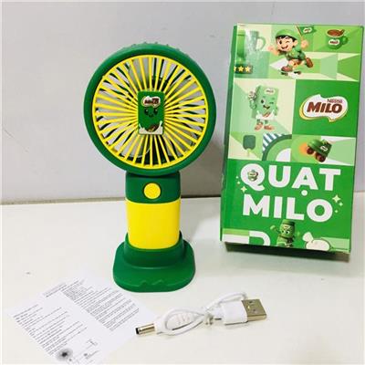 Quạt Sạc Tích Điện Cầm Tay MILO Có Chân ĐẾ - XANH LÁ