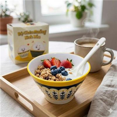 Bộ Chén Muỗng Sứ Cao Cấp HÌNH NÓN - LAYS NGẪU NHIÊN