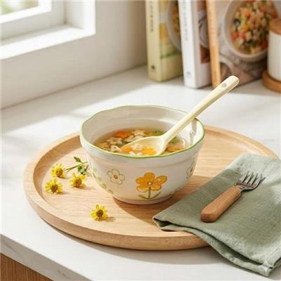 Bộ Chén Muỗng Sứ Cao Cấp HÌNH TRÒN - LAYS NGẪU NHIÊN