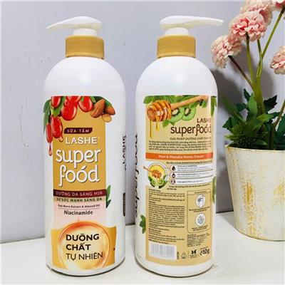 Sữa Tắm LASHE SUPERFOOD Dưỡng Da Sáng Mịn 610G CHAI VÒI