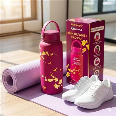 Bình Giữ Nhiệt GLUCERNA 1000Ml Có Quai Xách - MÀU TÍM HỒNG