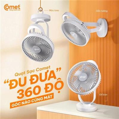 Quạt Sạc Tích Điện COMET CRF1606 Treo Tường Hoặc Để Bàn Siêu Tiện Lợi