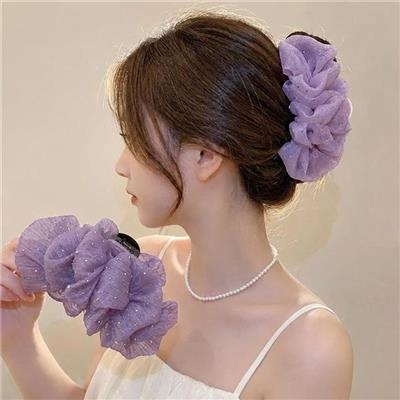 Kẹp Tóc Càng Cua Voan Đính Hạt Phong Cách Hàn Quốc - TÍM  Kep Toc Cang Cua Voan Dinh Hat Phong Cach Han Quoc - TIM