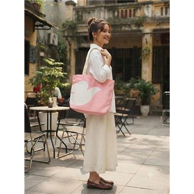 Túi Tote DOVE Hồng Hoạ Tiết Bồ Câu Trắng Có Dây Kéo  Tui Tote DOVE Hong Hoa Tiet Bo Cau Trang Co Day Keo